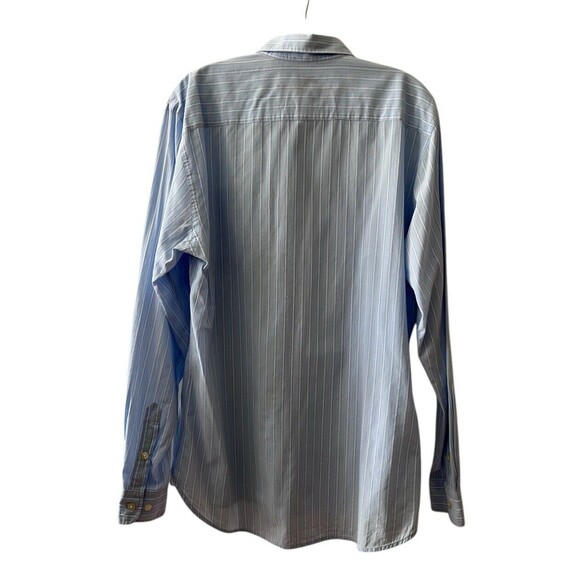 7 For All Mankind Button Down Shirt Men's M Baby Blue Stripe Long Sleeve Collar - Picture 2 of 6